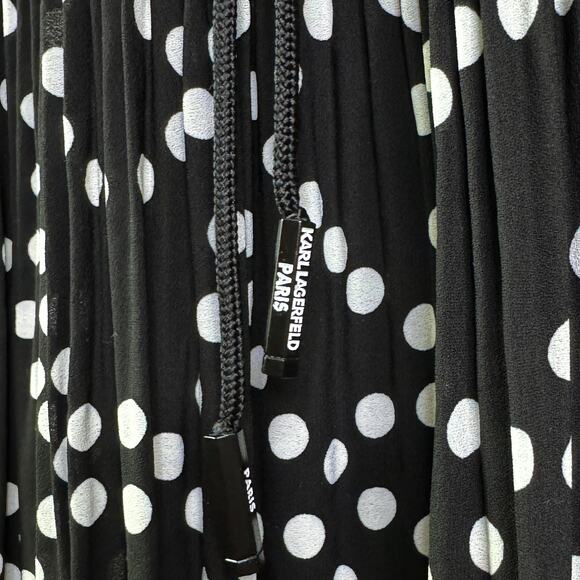 Karl Lagerfeld Polka Dot Pleated Circle A-Line Knee Length Skirt Black Sz 4 NWT - Picture 4 of 11